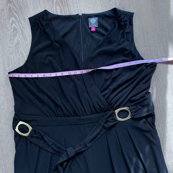 Vince Camuto 3 XL Black w Gold Plated Belt Pantsuit Romper - Picture 7 of 11